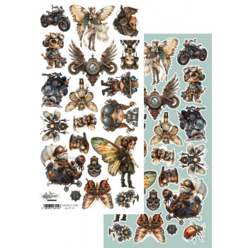 Лист с элементами для вырезания Alchemy of Art STEAMPUNK TIME AA-ST-11 15х30см