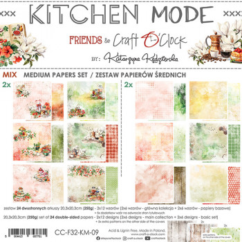 Набор бумаги для скрапбукинга Craft O'Clock KITCHEN MODE Medium Papers Set MIX 20х20см (24 листа)