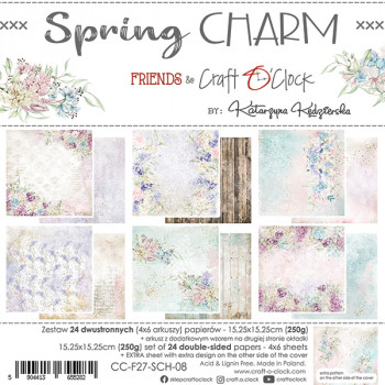 Набор бумаги для скрапбукинга Craft O'Clock SPRING CHARM 15х15см (12 листов)