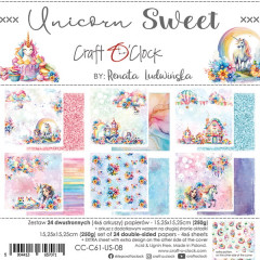 Набор бумаги для скрапбукинга Craft O'Clock UNICORN SWEET 15х15см (12 листов)