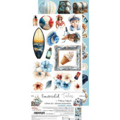 Набор бумаги для скрапбукинга Craft O'Clock EMERALD TALES Extras Set FLOWERS AND MORE 15х30см (9 листов)