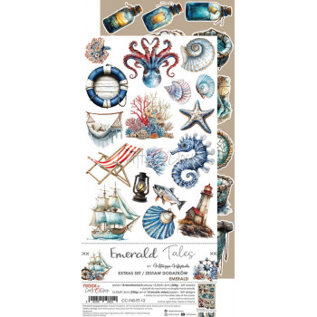 Набор бумаги для скрапбукинга Craft O'Clock EMERALD TALES Extras Set EMERALD 15х30см (9 листов)