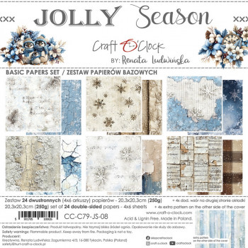 Набор бумаги для скрапбукинга Craft O'Clock JOLLY SEASON Basic Papers Set 20х20см (12 листов)