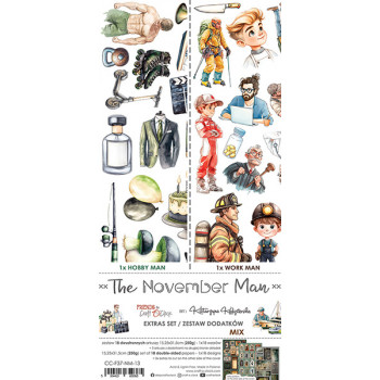 Набор бумаги для скрапбукинга Craft O'Clock THE NOVEMBER MAN Extras Set MIX 15х30см (18 листов)