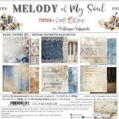 Набор бумаги для скрапбукинга Craft O'Clock MELODY OF MY SOUL Basic Papers Set 20х20см (12 листов)