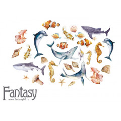 Набор тканевых высечек на картоне Fantasy ТЕПЛОЕ МОРЕ - 1 30шт