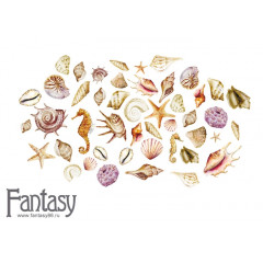 Набор тканевых высечек на картоне Fantasy ТЕПЛОЕ МОРЕ - 5 46шт