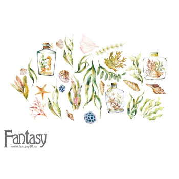 Набор тканевых высечек на картоне Fantasy ТЕПЛОЕ МОРЕ - 10 29шт
