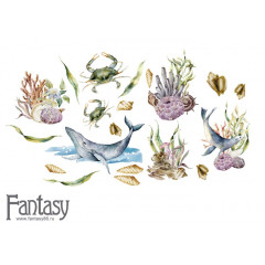 Набор тканевых высечек на картоне Fantasy ТЕПЛОЕ МОРЕ - 12 18шт