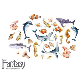 Набор высечек на картоне Fantasy ТЕПЛОЕ МОРЕ - 58 30шт