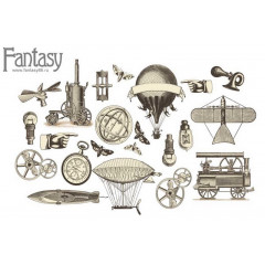 Набор тканевых высечек на пивном картоне Fantasy СТИМПАНК ТРАНСПОРТ 22шт