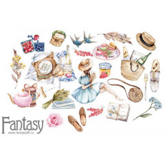 Набор тканевых высечек на пивном картоне Fantasy ЛЕТО ПИКНИК - 22 24шт