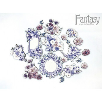 Набор тканевых высечек на картоне Fantasy СИРЕНЕВЫЙ ТУМАН - 4 18шт
