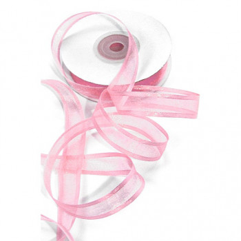 Лента шифоновая с атласной кромкой РОЗОВАЯ 1,5см (на отрез по 1м)