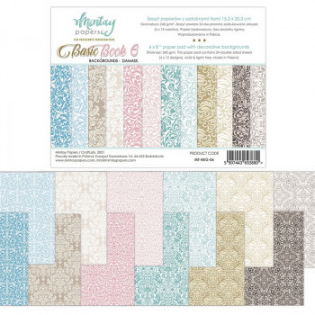 Набор бумаги для скрапбукинга Mintay Papers BASIC BOOK BACKGROUNDS DAMASK 15х20см (24 листа)