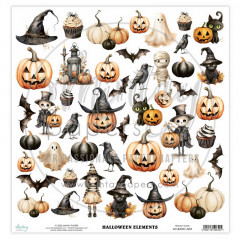 Лист с элементами для вырезания Mintay Papers HALLOWEEN ELEMENTS 30х30см