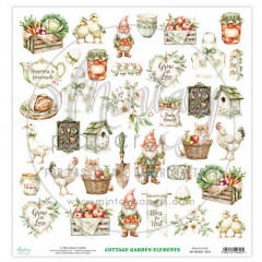 Лист с элементами для вырезания Mintay Papers COTTAGE GARDEN ELEMENTS 30х30см