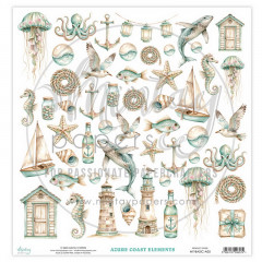 Лист с элементами для вырезания Mintay Papers AZURE COAST ELEMENTS 30х30см