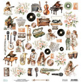 Лист с элементами для вырезания Mintay Papers MUSIC GARDEN (обложка) 30х30см