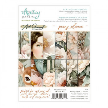 Набор бумаги для скрапбукинга Mintay Papers ART JOURNAL PEONY SILENCE 15х20см (12 листов)