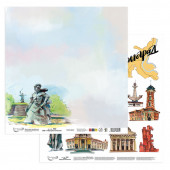 Лист бумаги для скрапбукинга Mr.Painter 1 ВОЛГОГРАД коллекция Прогулки по России - 2 30х30см