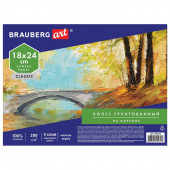 Холст на картоне Brauberg грунтованный, 100% хлопок, мелкое зерно, 18х24см