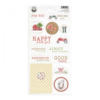 Лист с наклейками из чипборда P13 FARM SWEET FARM 02