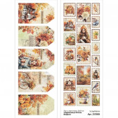 Лист с картинками ScrapMania ХУДОЖНИЦА ОСЕНЬ - МАРКИ 10х30см