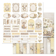 Лист бумаги для скрапбукинга ScrapMania ЭЛЕМЕНТЫ (обложка) коллекция Плюшевые малыши 30х30см