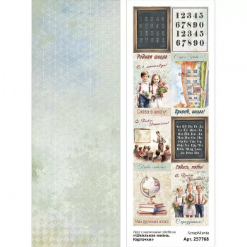 Лист с картинками ScrapMania ШКОЛЬНАЯ ЖИЗНЬ - КАРТОЧКИ 10х30см