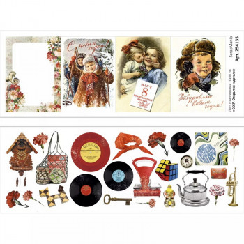 Лист с картинками ScrapMania СССР - ОТКРЫТКИ И ДЕТАЛИ 10х30см