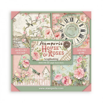 Набор бумаги для скрапбукинга Stamperia HOUSE OF ROSES MAXI PAD 20х20см 22 листа