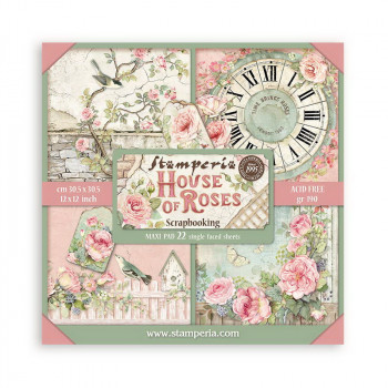 Набор бумаги для скрапбукинга Stamperia HOUSE OF ROSES MAXI PAD 30х30см 22 листа