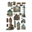 Силиконовый молд Stamperia SILICON MOLD A5 SILENT SEA Houses and Lighthouse
