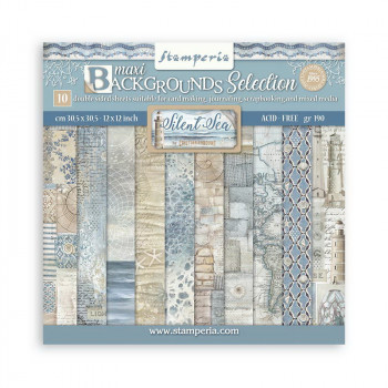 Набор бумаги для скрапбукинга Stamperia SILENT SEA MAXI BACKGROUNDS SELECTION 30х30см