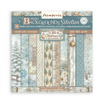 Набор бумаги для скрапбукинга Stamperia WHITE CHRISTMAS MAXI BACKGROUNDS SELECTION 30х30см
