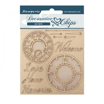 Набор декоративного чипборда Stamperia WELCOME HOME CLOCKS 14х14см