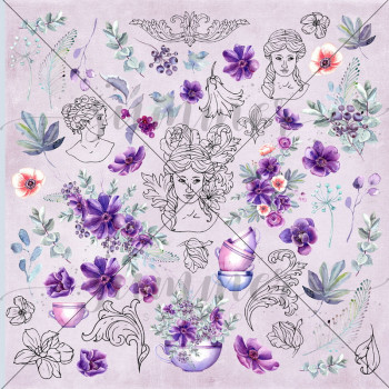 Лист с картинками для вырезания Summer Studio AMETHYST 30х30см